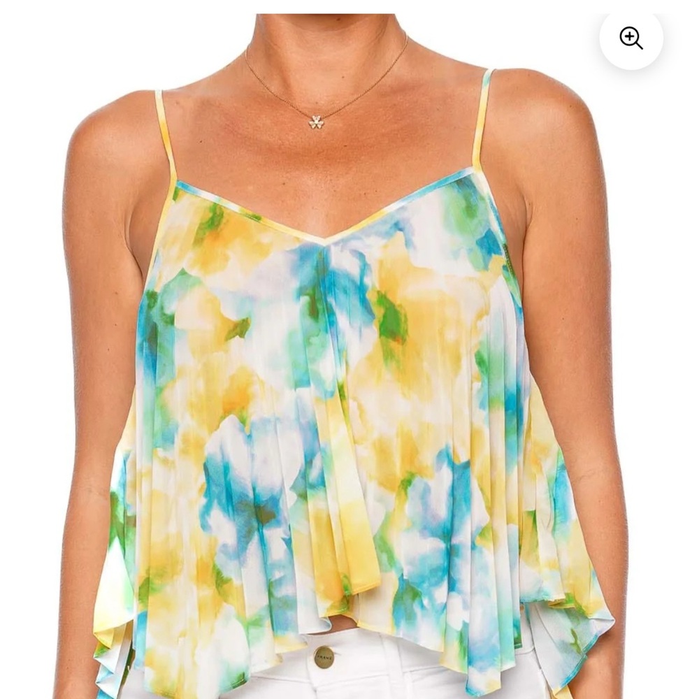 Misa Los Angeles Yellow Green Asymmetrical Camisole